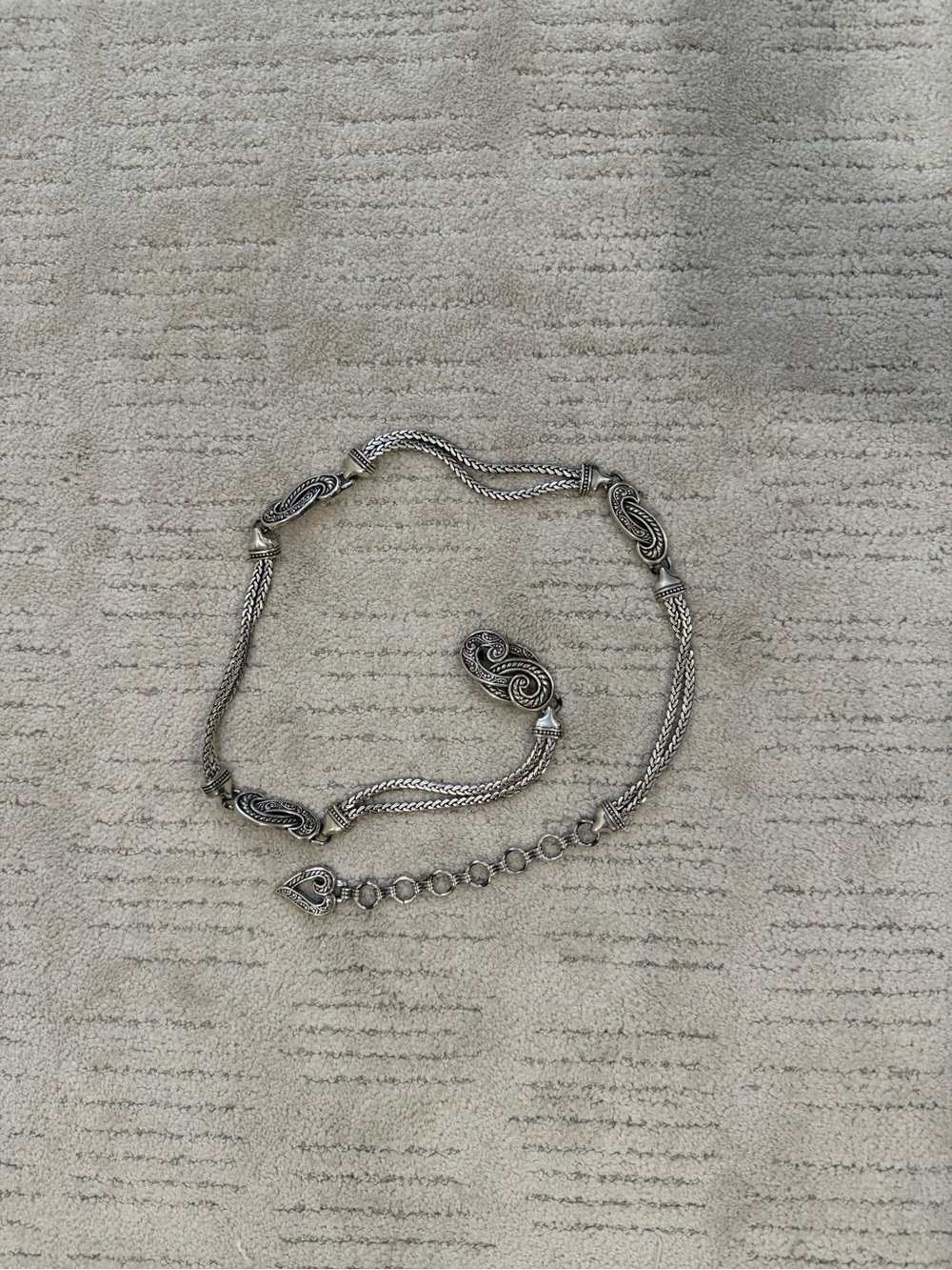 Brighton Silver-Tone Braided Chain Belt with Scroll Accents - Silver
